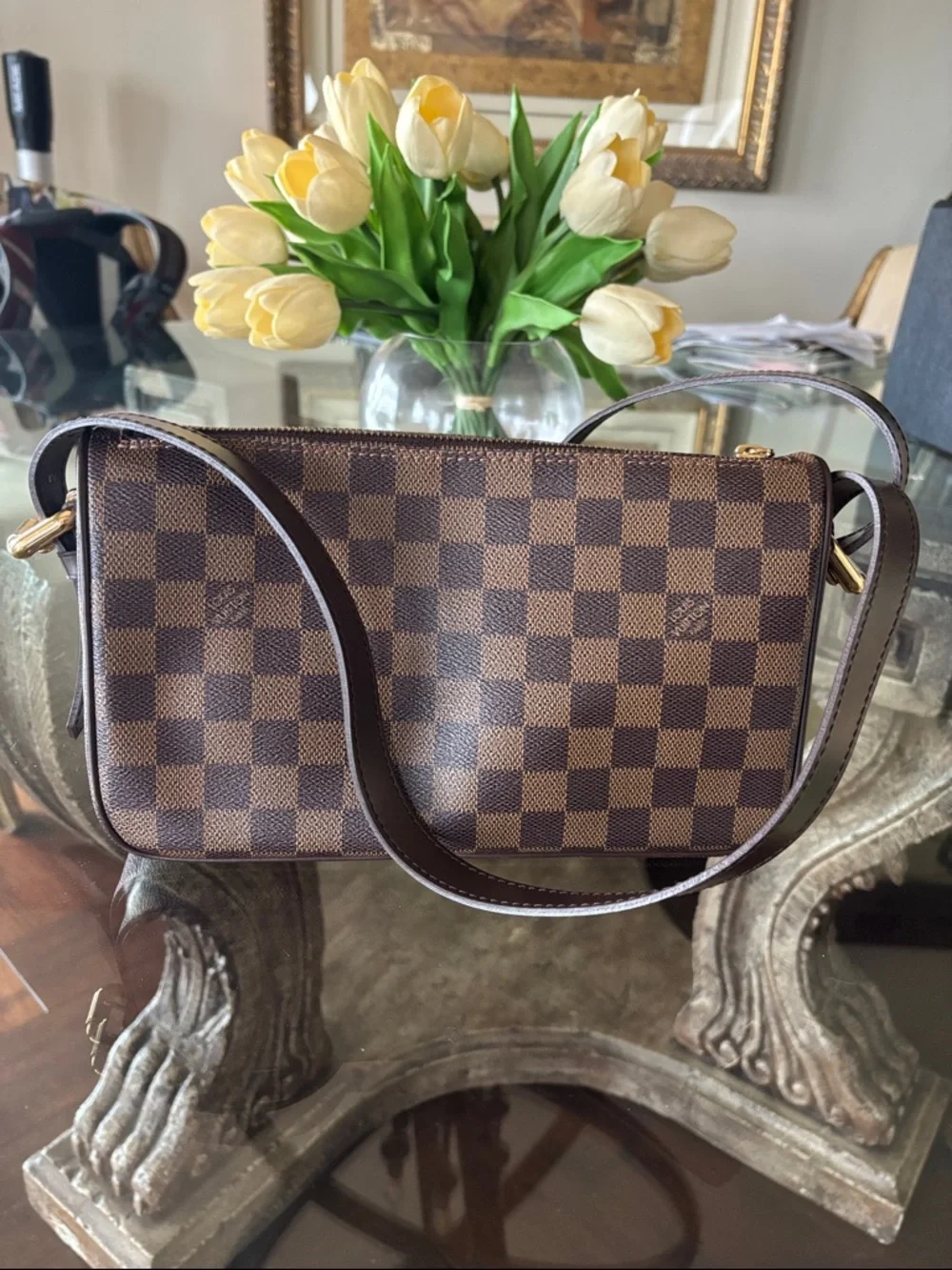 Louis Vuitton Damier Ebene Ravello GM cross body Bag with Gold Hardware - Picture 2 of 8